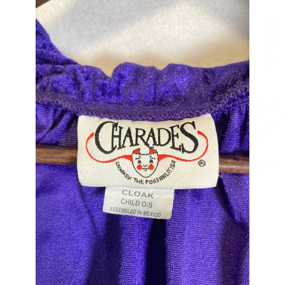 Medieval Charades Child O/S Purple Crushed Velvet Hooded‎ Cloak Cape 00439
